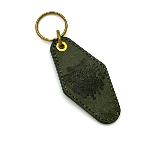 YONZY Motel TYPE Leather Key Holder イタリアスクラッチレザー グリーン／ブラック招きversion