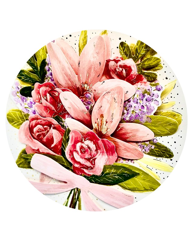 グリーティングカード 多目的カード ピンク花束