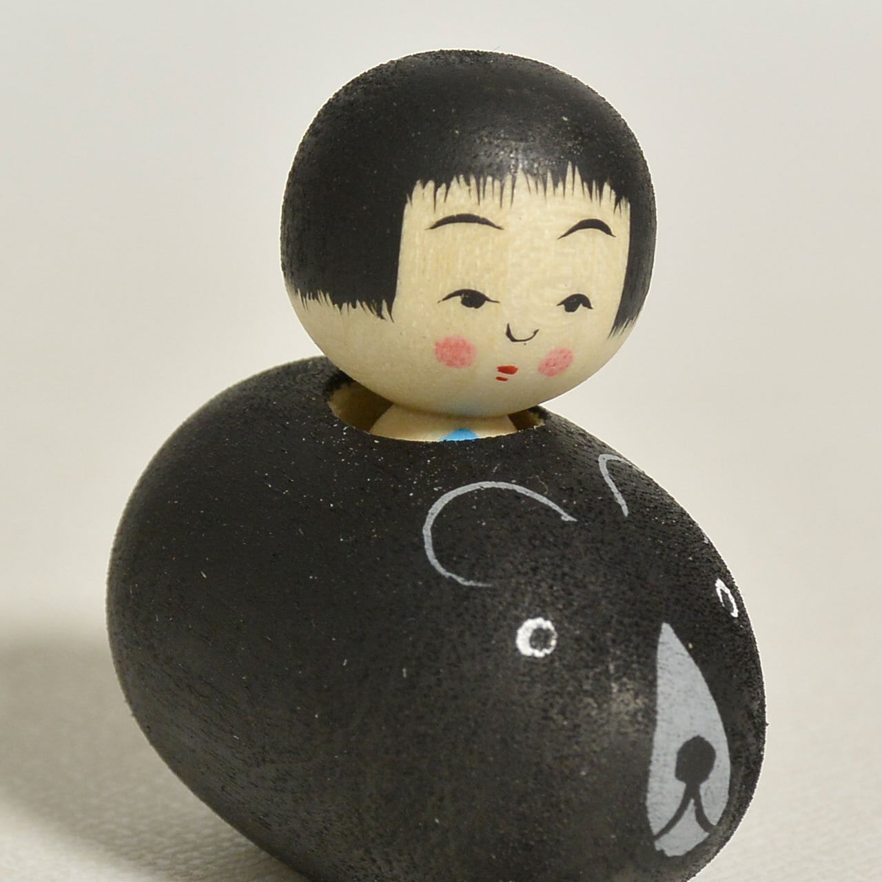 くま乗り金太郎ちゃんこけし 約1.5寸 約4.5m 鈴木明 工人（作並系