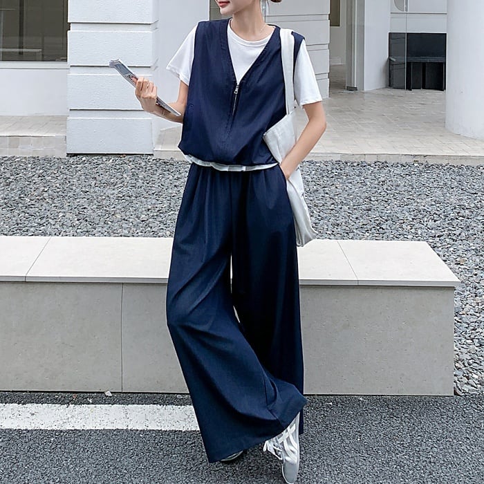 ドッキングベストワイドパンツセットアップ［S-XL］ | MeraviOggi