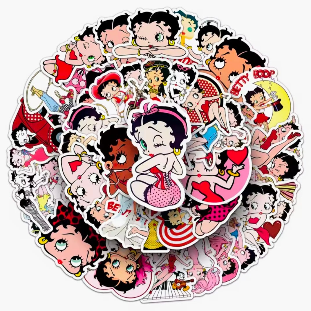 送料無料！【 Betty Boop（ベティブープ） 】 STICKER（ステッカー）50枚SET　〚アメリカン雑貨 アメトイ〛