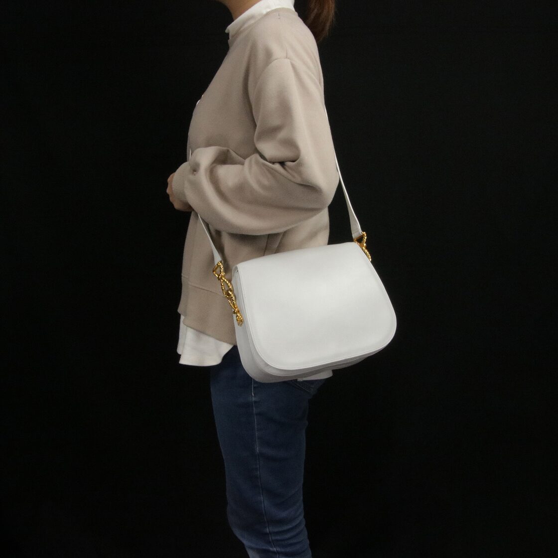 本物 送料無料 セリーヌ ショルダーバッグ レディース 白 ホワイト  