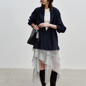 Open Collar Oversized Shirt 【2color】 T0738