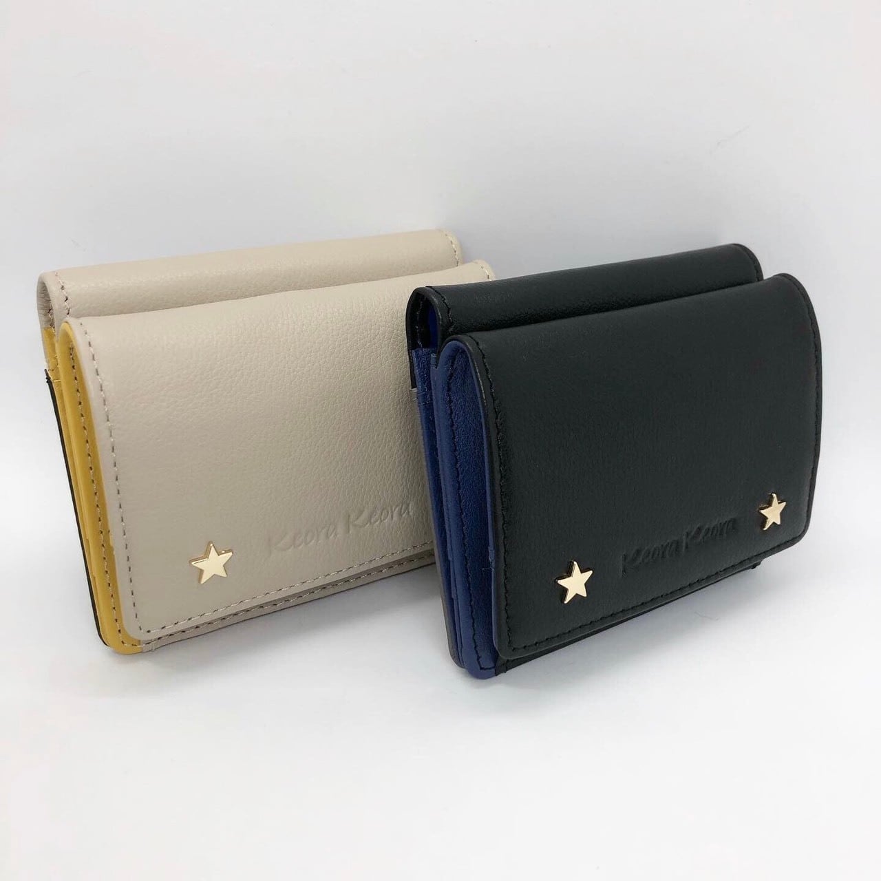 本革お財布 2つ折りWalking Cat Wallet （箱付き） 黒猫 / ロシアン