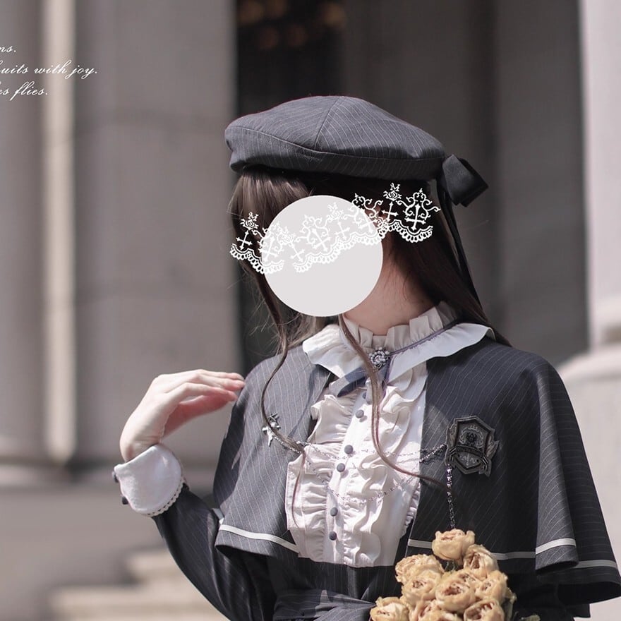 量産型 クラシカルロリィタ ベレー帽 ストライプ柄 女学園風 控えめ