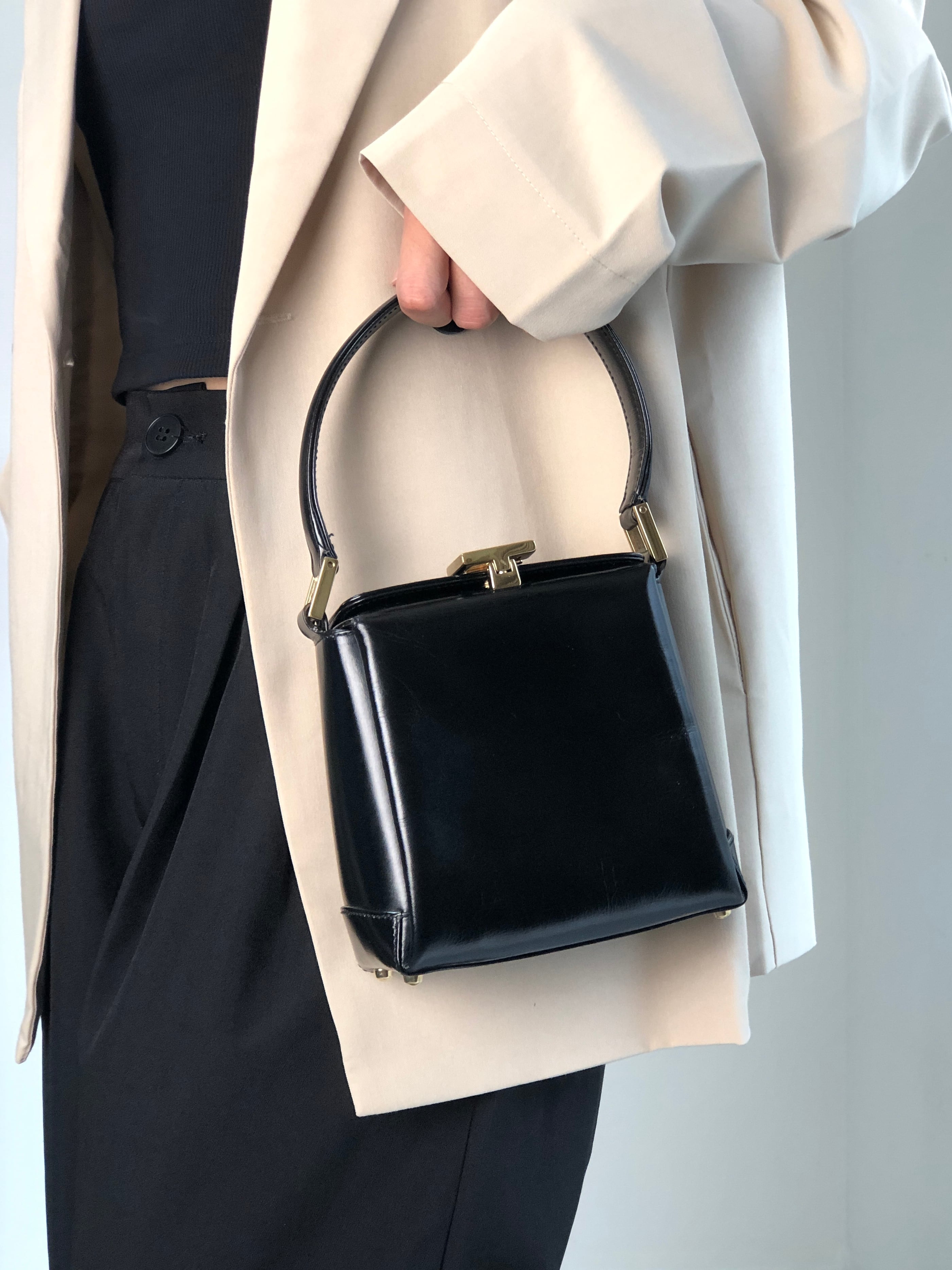 GUCCI グッチ ハンドバッグ ブラック ロゴ G レザー ミニバッグ vintage ヴィンテージ オールド xwdrnw