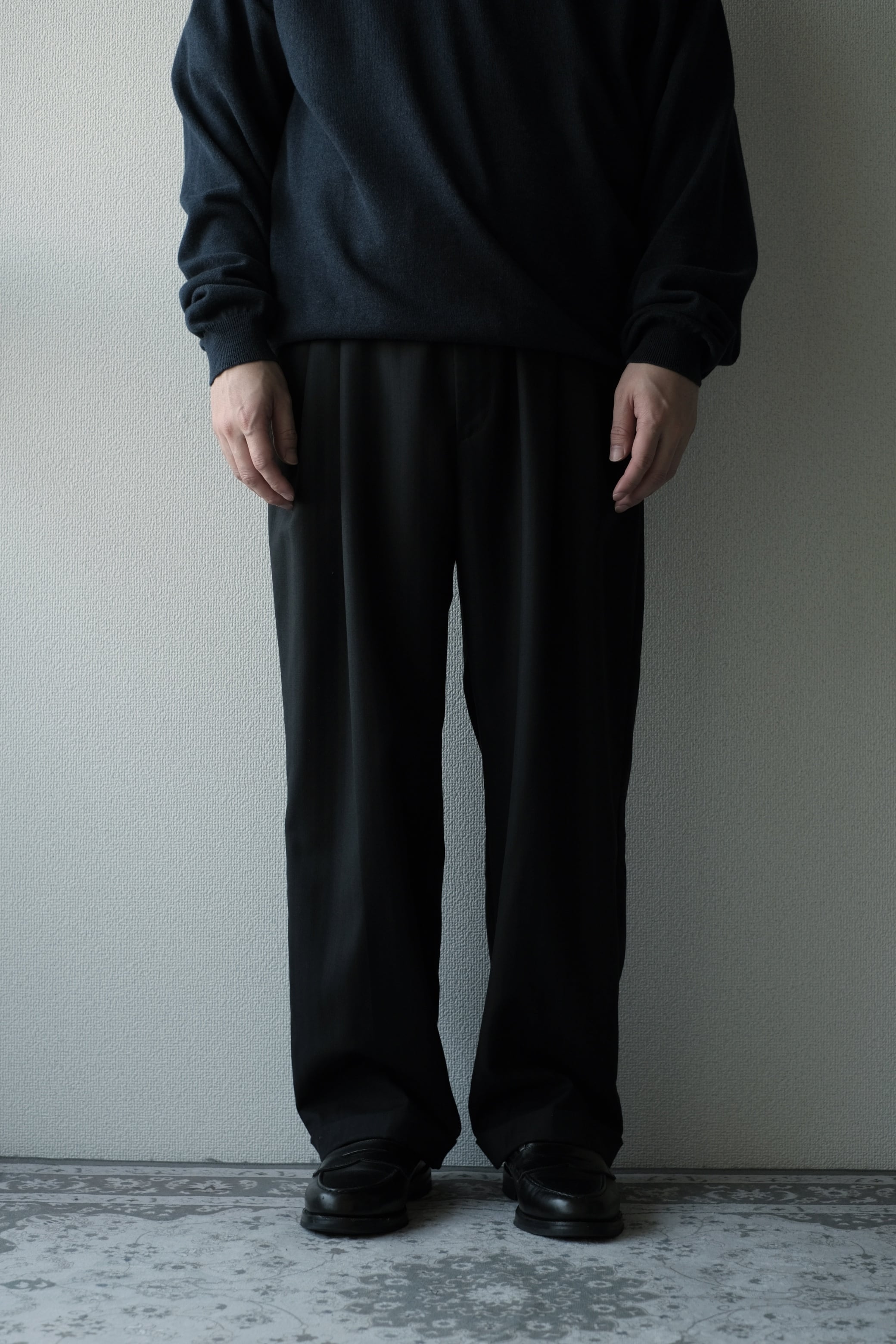 Zanella】Two-tuck Slacks Black 36 Made in Italy | RE:FOUND