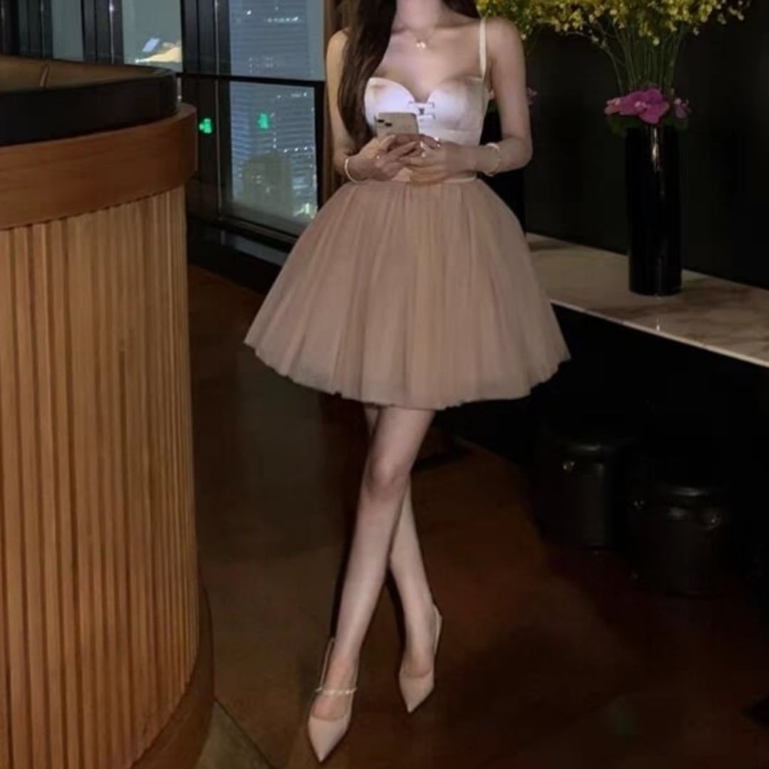 Mesh satin birthday dress 260330