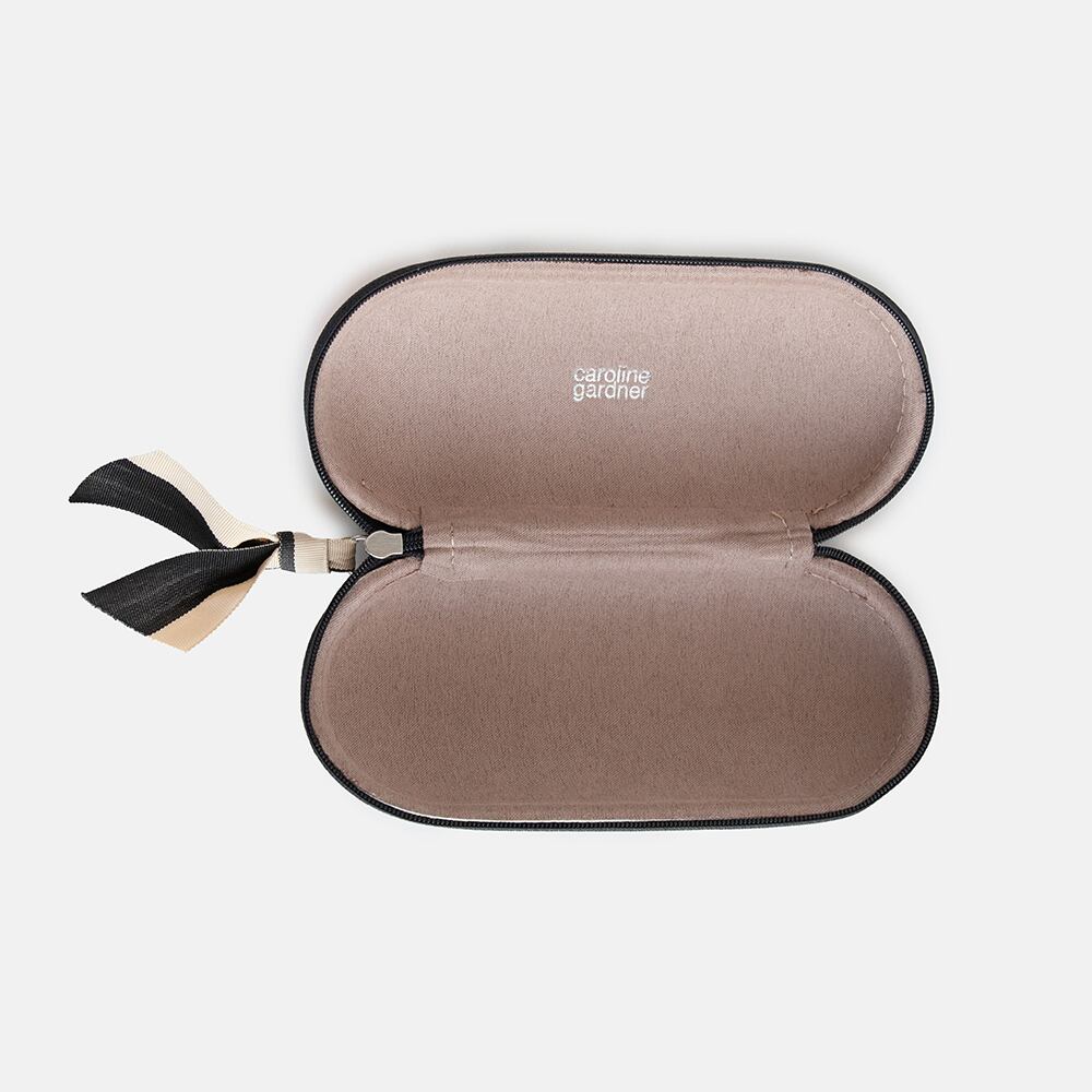 MULTI FLOWER CHARCOAL ZIP GLASSES CASE_GCS124