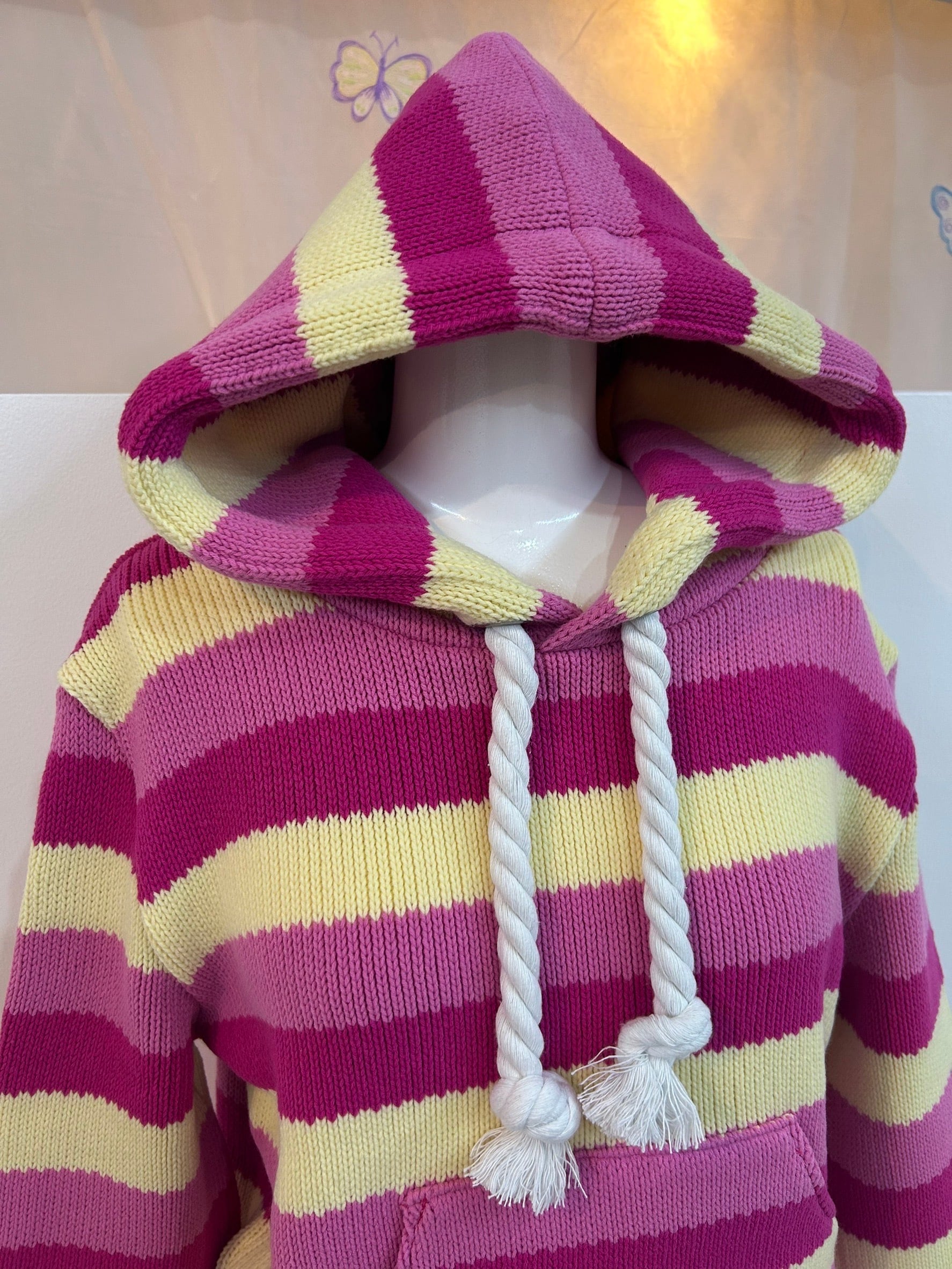Ans Dotsloevner doll hoodie knit / pink yellow | itimi