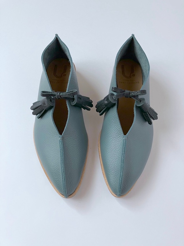 【受注 前金30%】YUKI SHIMANE Tassel Cork sole Flat Shoes - 本体色 GREEN