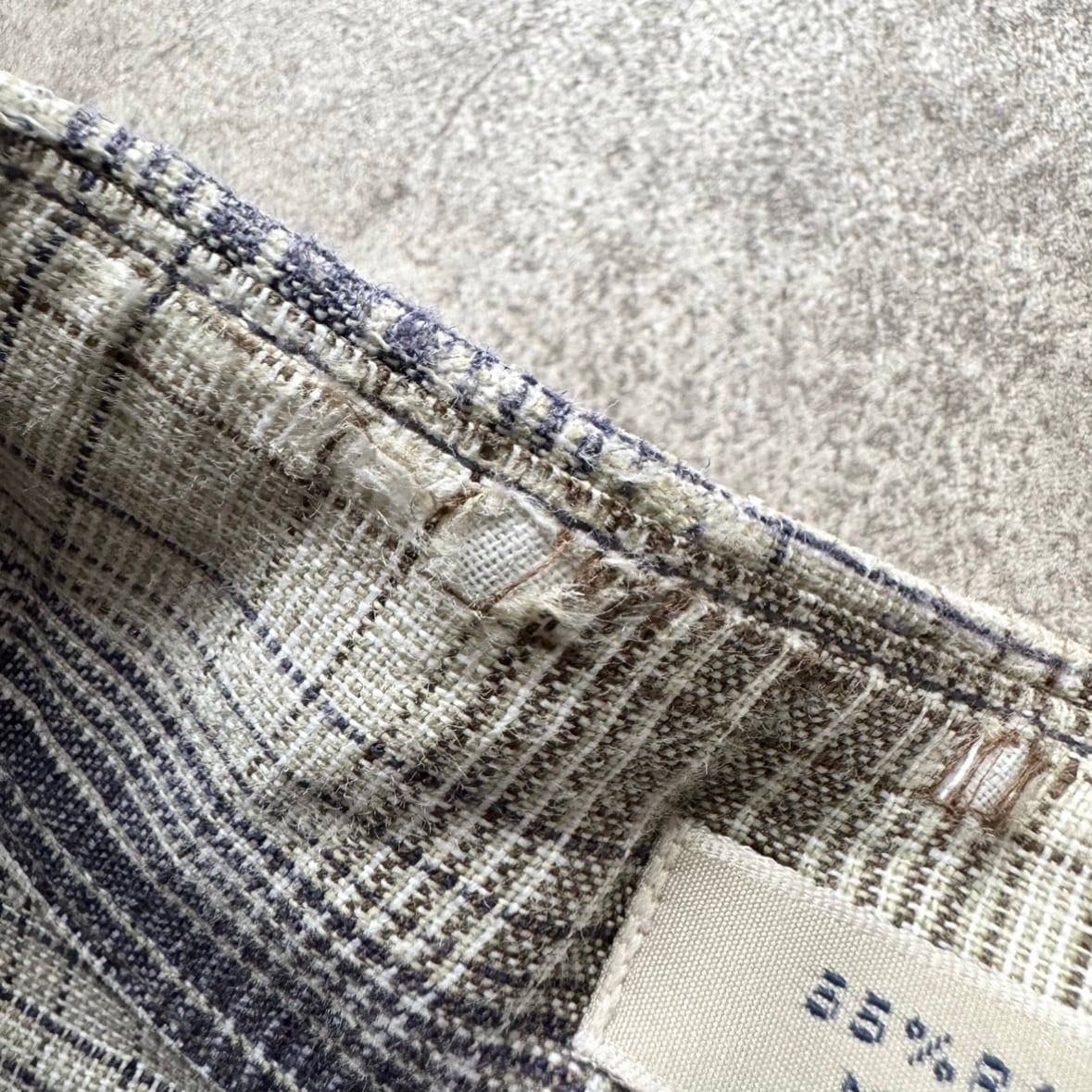 90s~ AXXA ombre check pattern ramie cotton BD shirt | Muri 90s~ AXXA ombre check pattern ramie cotton BD shirt | Muri