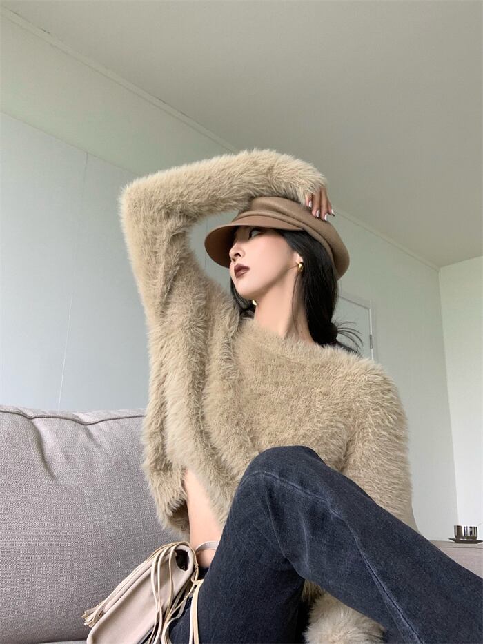 セーター ショートルーズカーキトップス ブラックストロベリース64223195070