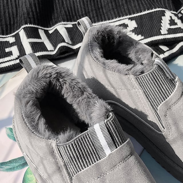 予約販売】 スリッポン ボア シューズ メンズ ブラック/グレー