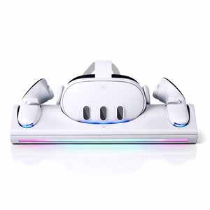 【特価処分】置くだけ VR充電スタンド ドック 卓上 ヘッドセット＆コントローラー 充電ホルダー Type-C 急速充電 LEDライト付き