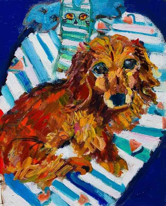 OIL COLOUR | 油彩画 #現代アート #犬 #猫