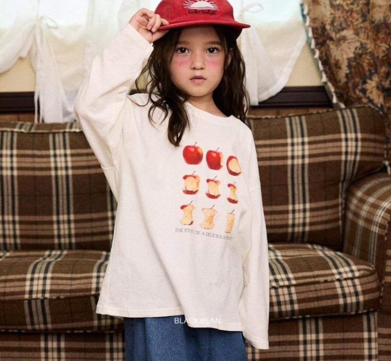 韓国子供服 / 26Autumn / Blackbean / アップルTシャツ / キッズ服  / ベビー服 / 秋服 *S(69㎝)~XL(120㎝)*