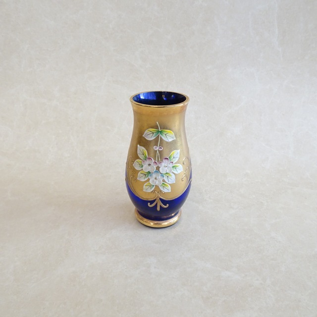 ヴェネチアングラスのコバルトブルー花瓶