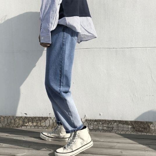 全2色 デニムパンツ ジーパン ロールアップ カジュアル