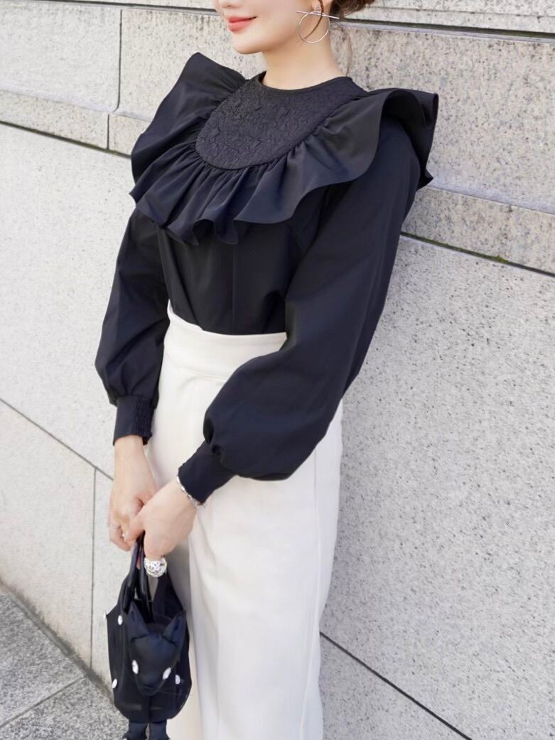 HYEON macaroni tops / navy