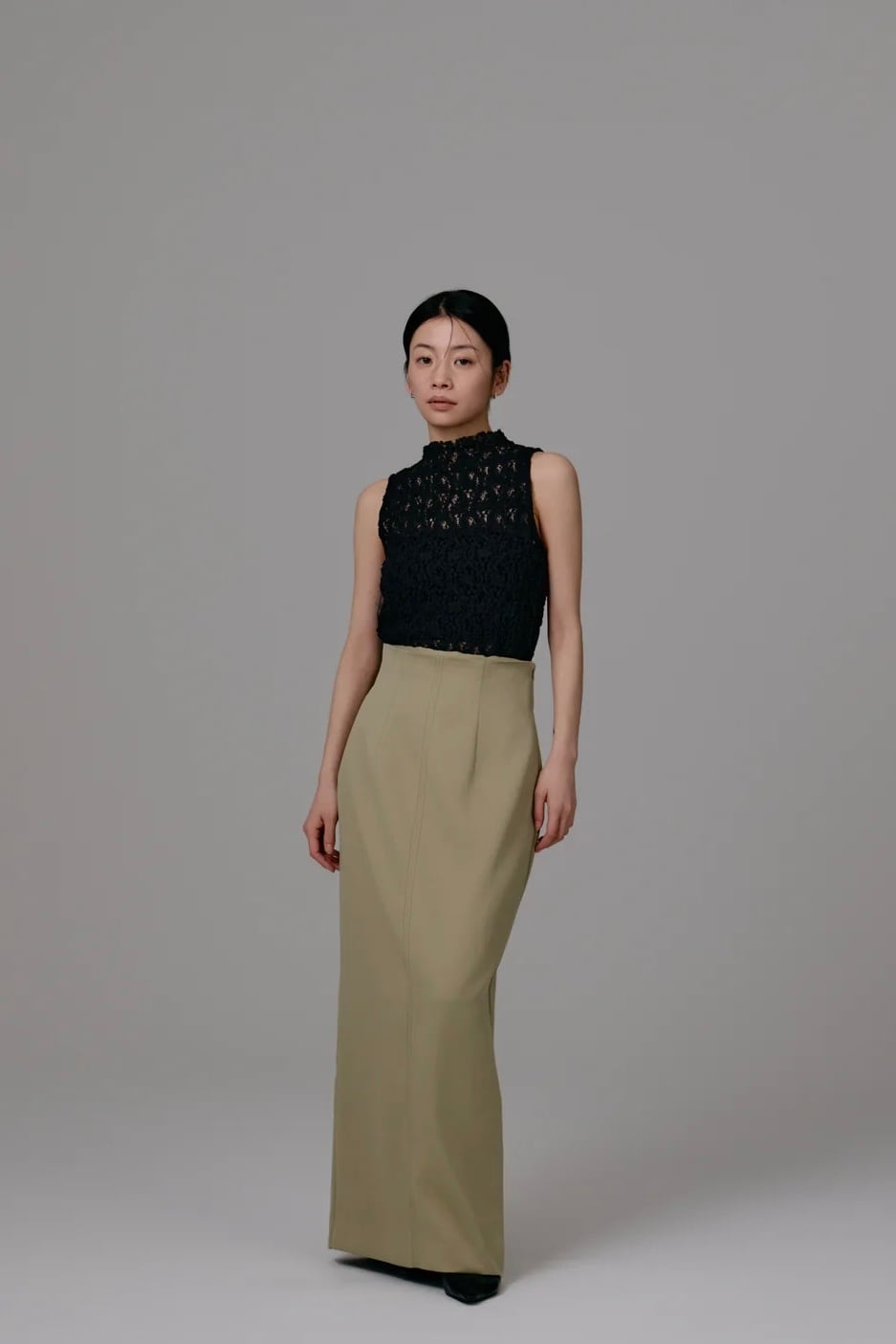 スカート louren lakeside jacquard pencil skirt louren satin pencil skirt サテンペンシルスカート Pistacchio