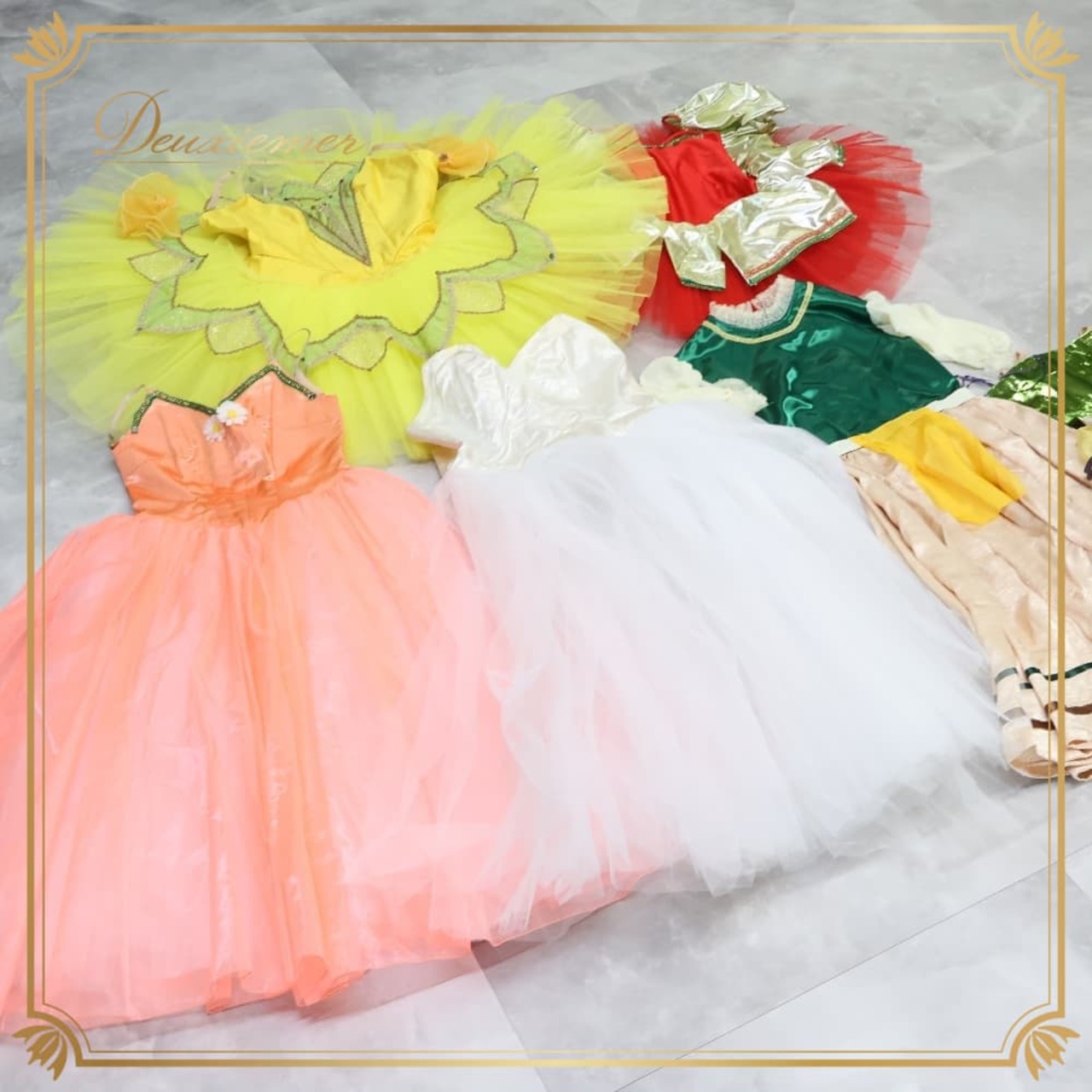 バレエ 衣装 まとめ売り 5点セット チャコット Chacott バレリーナ ballerina チュチュ ロマンティックチュチュ レオタード ホワイト系 レッド系 ピンク系 グリーン系 イエロー系 白 赤 ピンク 緑 発表会 コンクール ジュニア バレエ用品 チュチュ衣装 まとめセット ジュニアバレエ 発表会衣装 コンクール衣装 舞台衣装