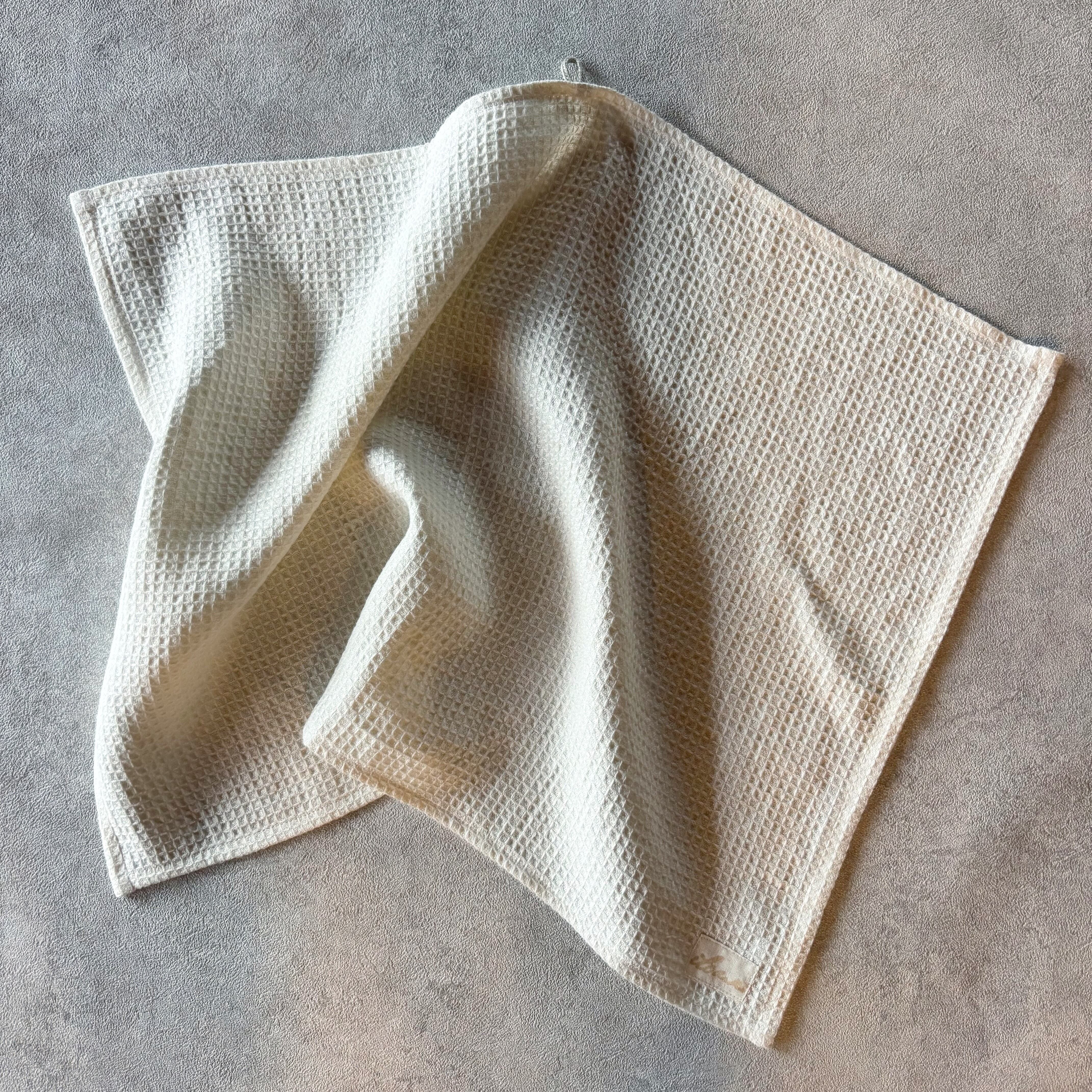 キッチンタオル キッチンクロス 食器拭き リネンワッフル リネン100% ワッフル生地 color : ホワイト