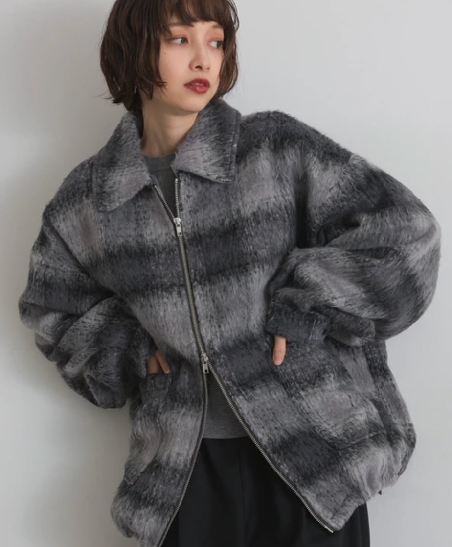 ナンバーミーTOKYO"SHAGGY W ZIP BLUSON"CHECK