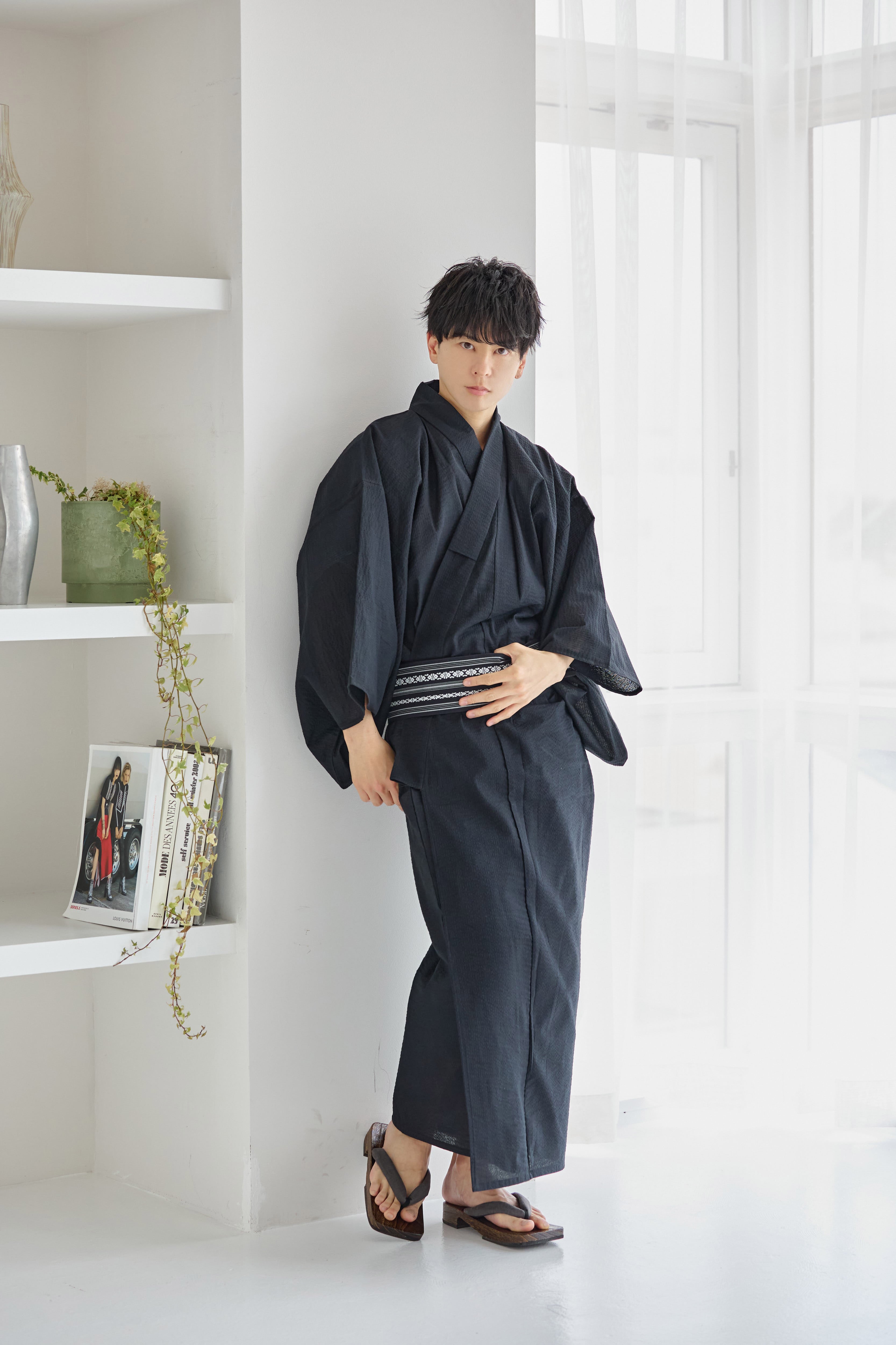 メンズ浴衣3点set江戸の夜空（黒） Y4-70 | ANDESIR【アンデジール