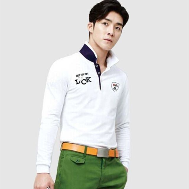 【予約販売】ポロシャツ メンズ ポロ ゴルフ 長袖 刺繍 ゴルフウエア ワンポイント スポーツ シンプル トップス ホワイト カジュアル お洒落 韓国 トレンド 春 夏 秋 M/L/XL/2XL