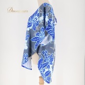 フラダンス 衣装 トップス マハロ グレイ系 ブルー系 mahalo アシンメトリー さらさら 紐 かわいい 爽やか 華やか おしゃれ 青 ハワイアン アロハ ハワイアンプリント フラ ダンス レッスン 練習 カジュアル お出かけ シンプルファッション 軽やか