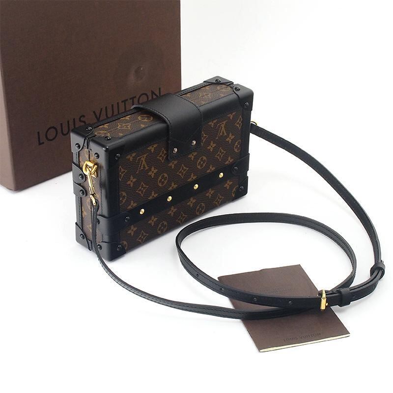 LOUIS VUITTON ルイヴィトン モノグラム プティット マル ショルダーバッグ トランクバッグ ブラウン×ブラック レザー×PVC M45943 ゴールド金具 LOUIS VUITTON - LOUIS VUITTON ルイヴィトン モノグラム プティット