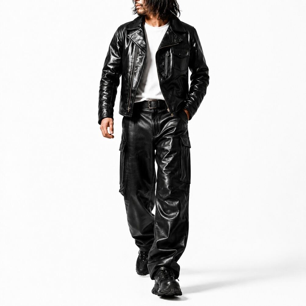 上下  MOTORRAD AirFlow3 ライダースジャケット　パンツ 2026SS MOSSIR Panther モシール パンサー レザーカーゴパンツ（Black