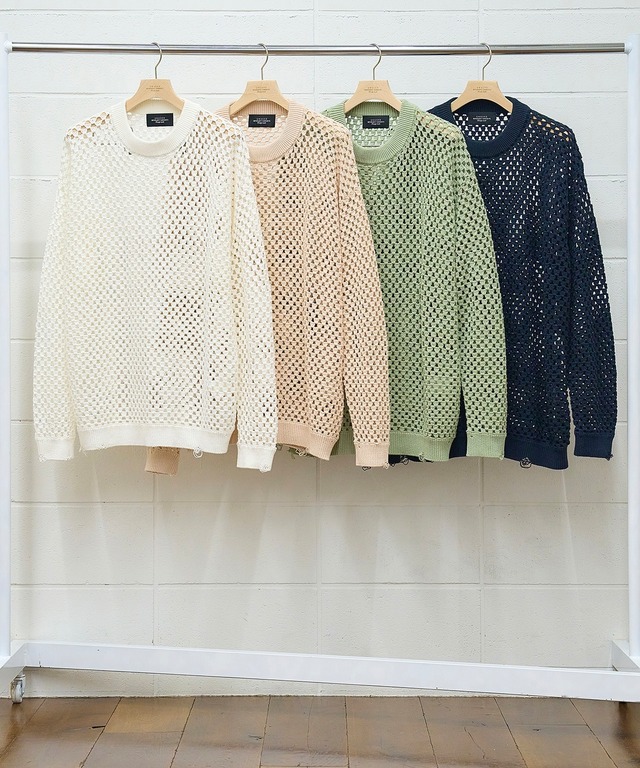UNUSED/US2331 Crochet crewneck sweater（BEIGE PINK）