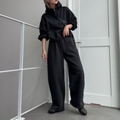 サイドパイピング裏起毛スウェットコクーンPT/チャコール