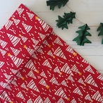 ブロックプリント生地【50cm単位】インド綿  Winter(X'mas Starツリー) 赤 #46510-RD1
