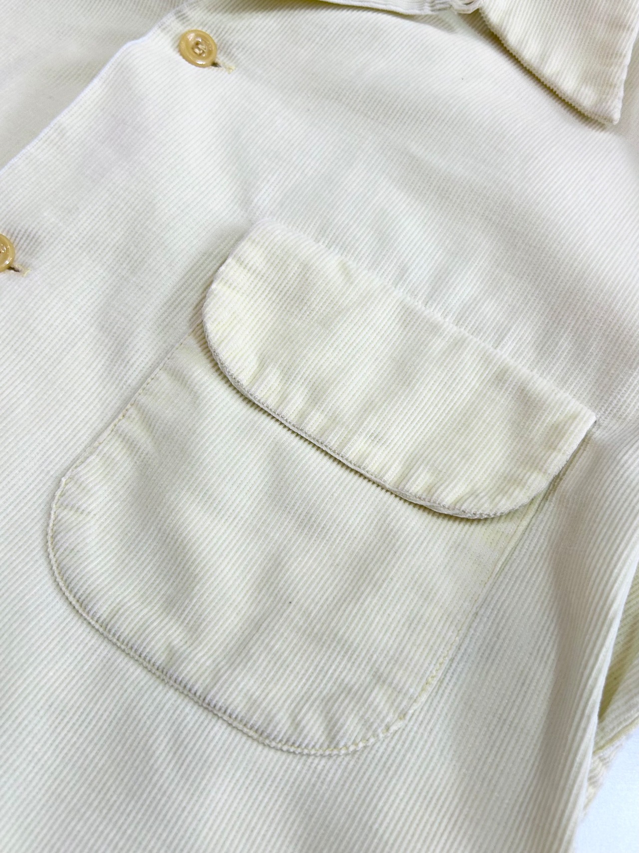 40〜50s CORDUROY OPEN COLLAR SHIRT Size M程
