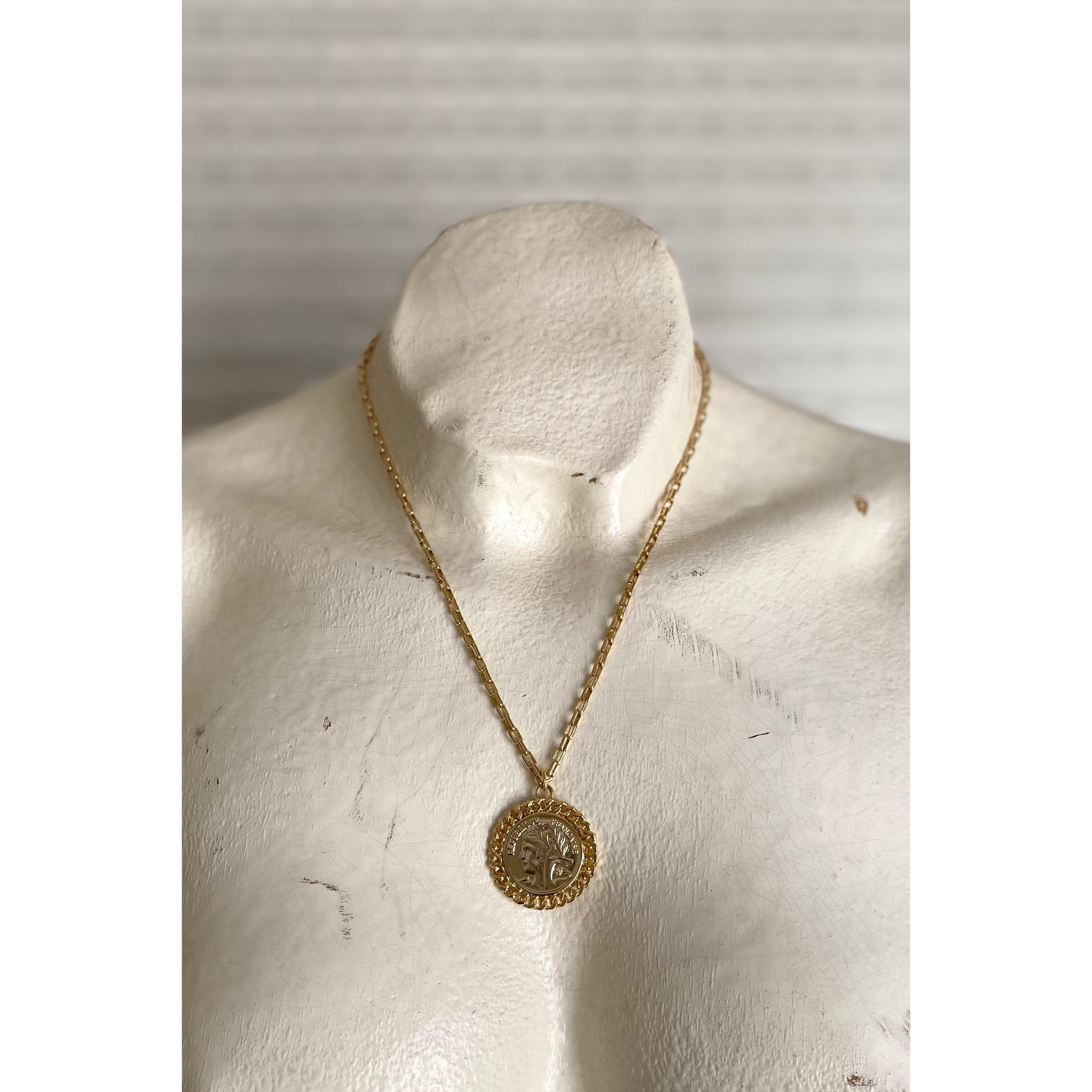 Used retro gold coin necklace レトロ ユーズド ゴールド コイン