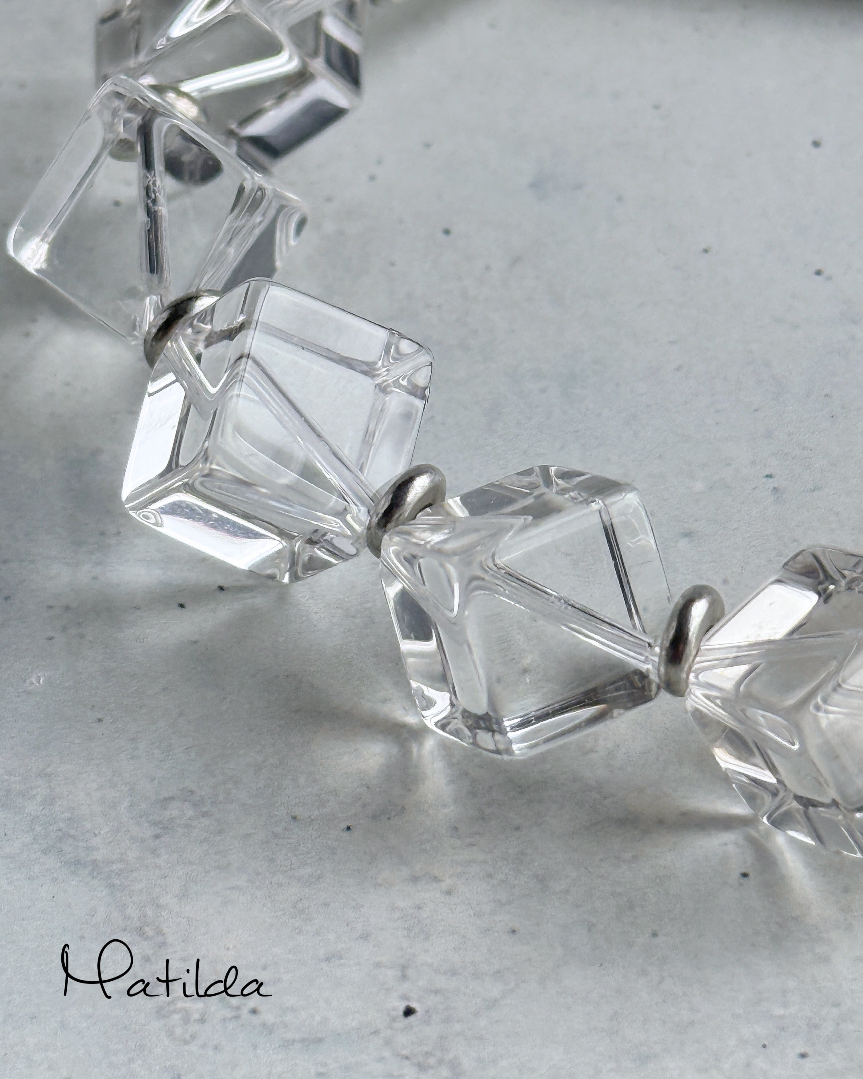 Chain & stone bracelet(キューブクォーツ)