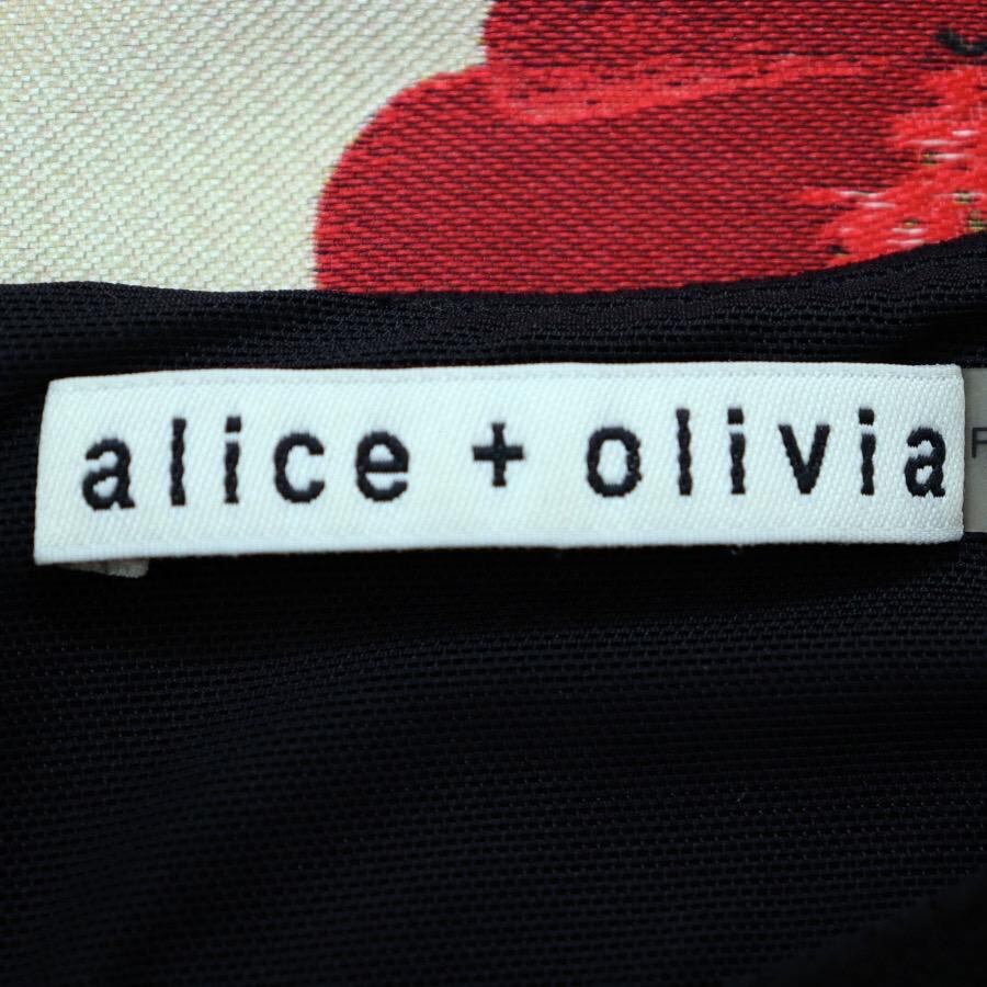 Alice+Olivia黒いフワフワ Aラインドレス  白い花柄のディテール。