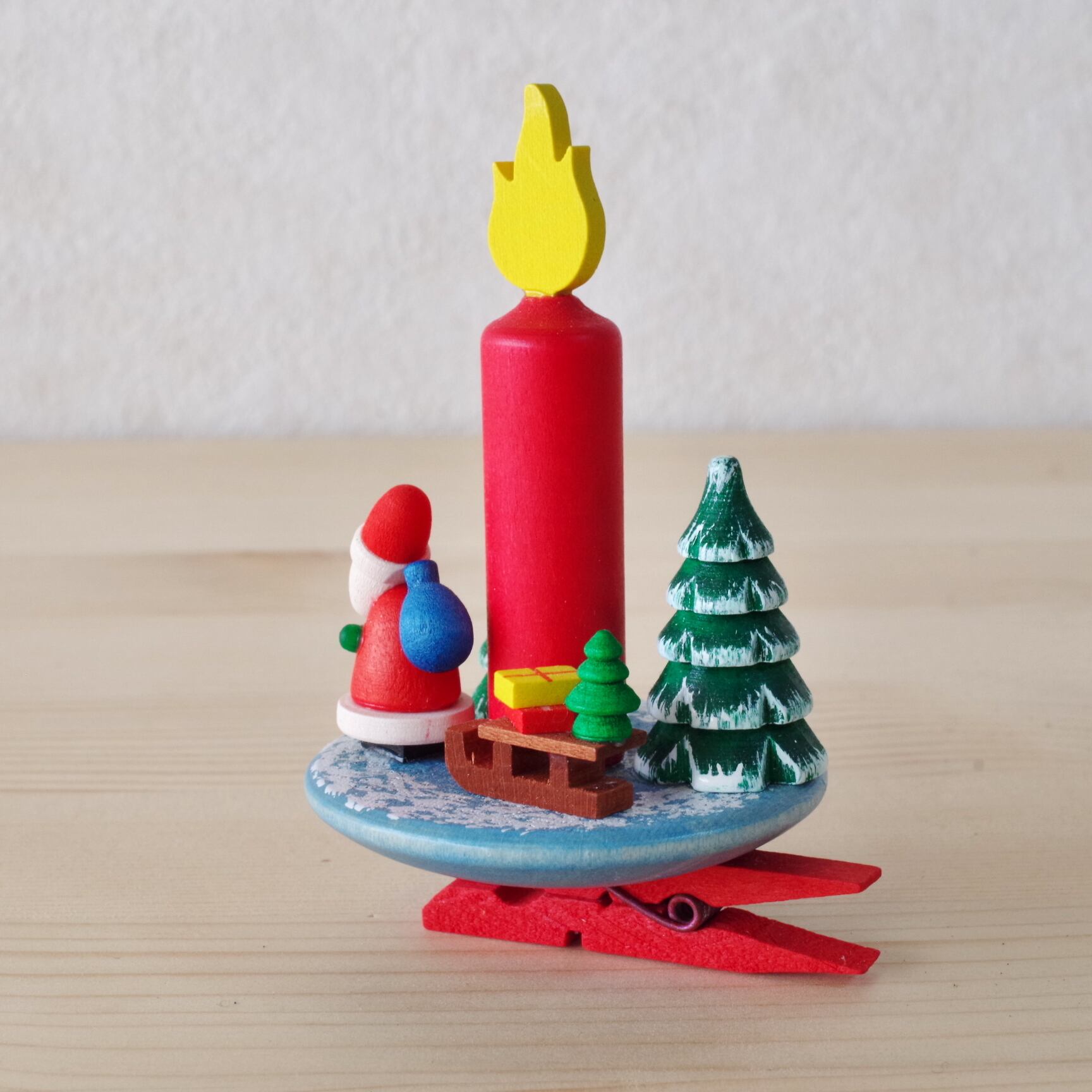ウルブリヒト クリップオーナメント ろうそくとサンタ | 木のおもちゃ