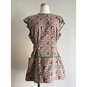 Mid Century Green Floral Smock Apron
