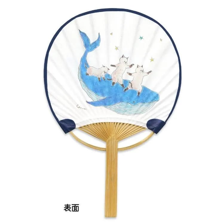 夏・竹うちわグリーティングカード トコロコムギ（鯨） GV-258s