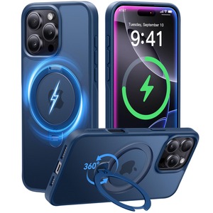 【新着特価】【2025最高傑作&定点360度回転】CASEKOO iPhone 16 Pro Max 用 ケース 米軍MIL規格 耐衝撃 MagSafe対応 高耐久性【横縦両立・角度自由調整】最大25W急速充電対応 指紋防止/マット仕上げ/黄変防止/半透明 ラップホール付き ワイヤレス充電対応 いphone16promax 用ケース 6.9インチ「MagicStand Pro」(ブルー)