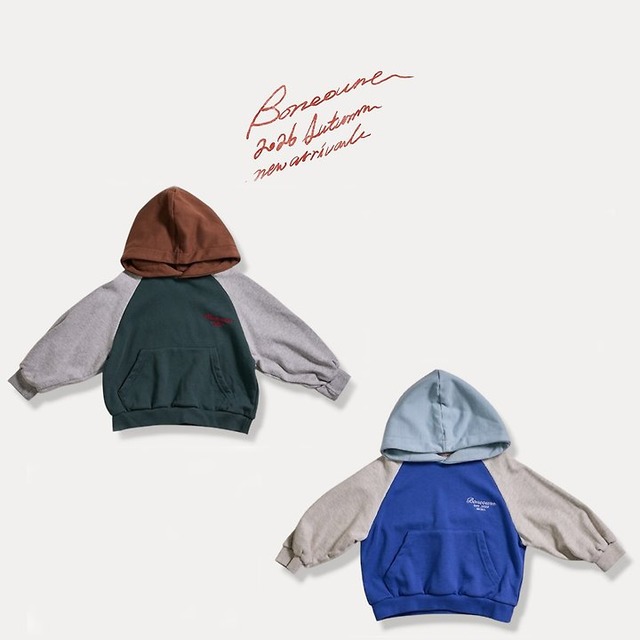 【取寄】boneoune｜three color hoodie｜3カラーフーディー｜XS-JL｜kids&jr｜26 autumn