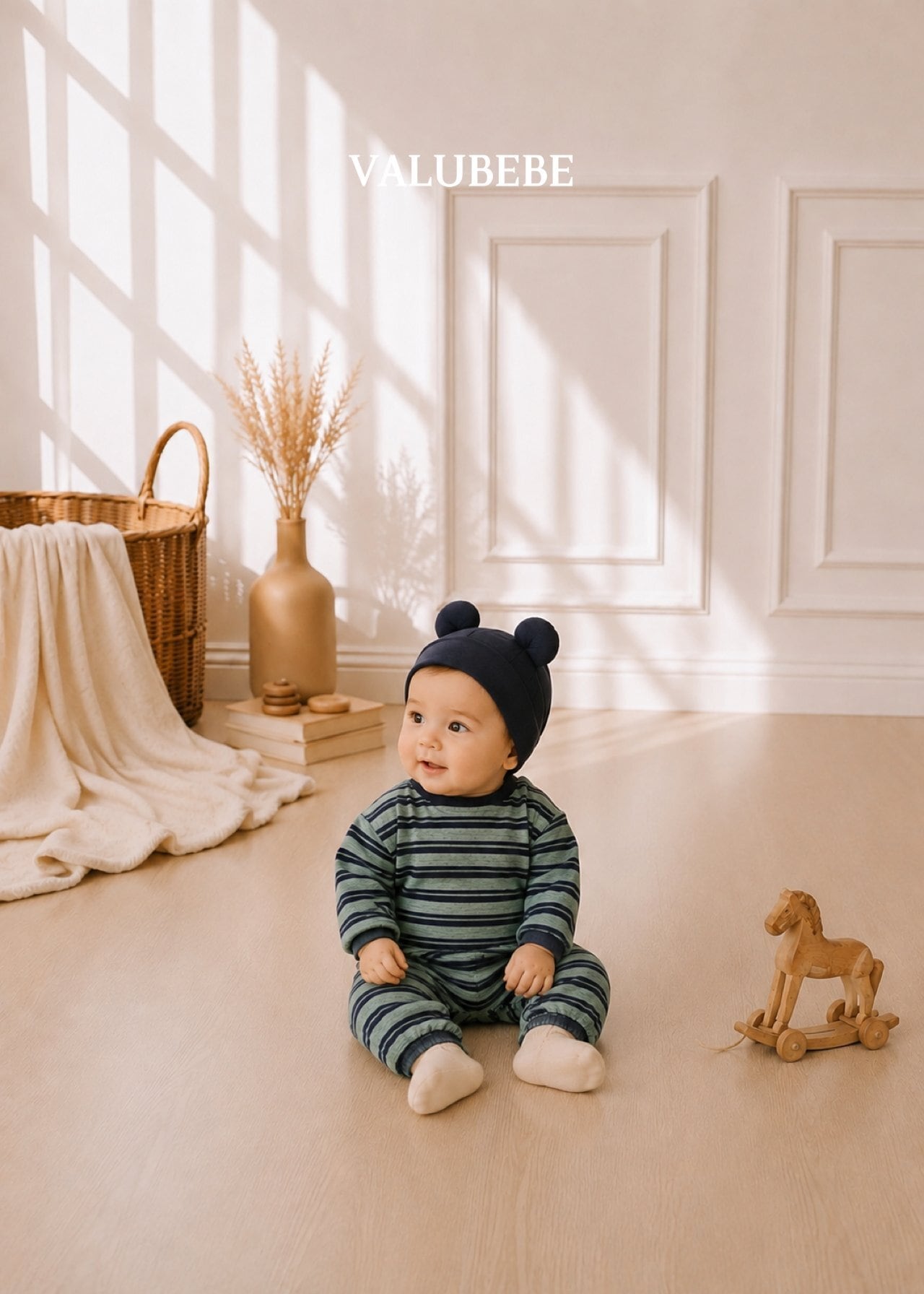 送料無料【予約】/ ホーリーストライプジャンプロンパース / valubebe