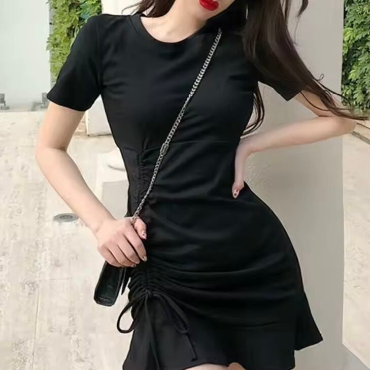 シャーリングTシャツミニワンピース