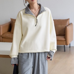 half-zip check sweatshirt　J00391