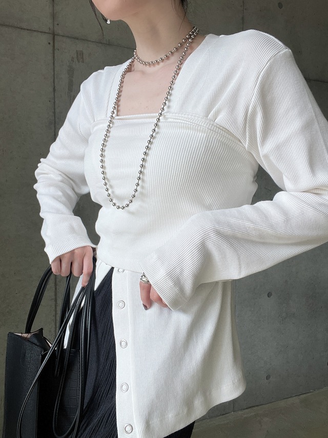 【即納】ビスチェ×カーディガンSET【ホワイト】