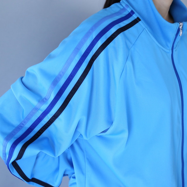 "adidas" beautiful blue collar loose track jacket